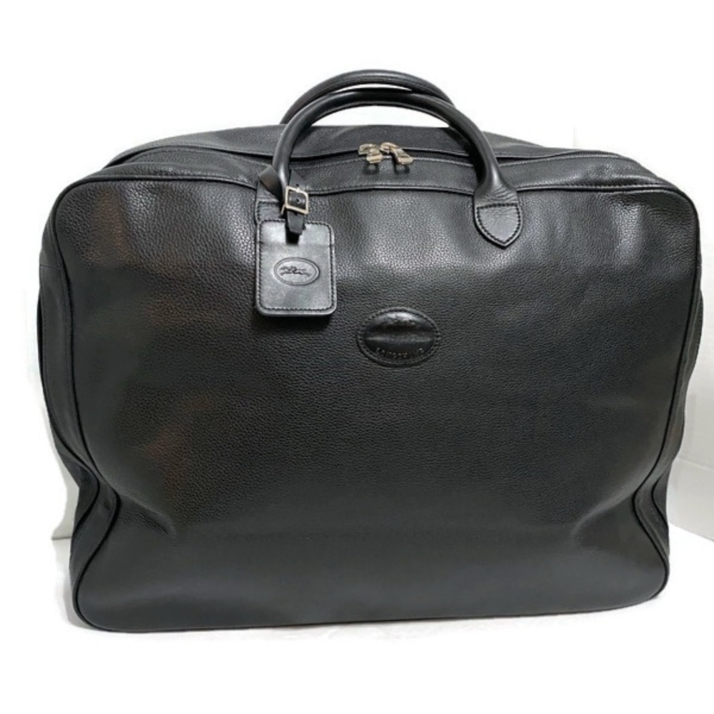Longchamp Luxury Black Leather weekender Bag